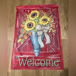 Sunflower WELCOME yard garden two sided flag 40” X 28”